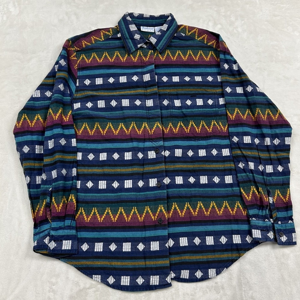 Backroad Blues Button Down Shirt Mens M Multicolor Southwestern Geometric Cotton